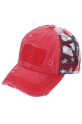 C.C American Flag Mesh Back Trucker Hat Pony Cap: Red