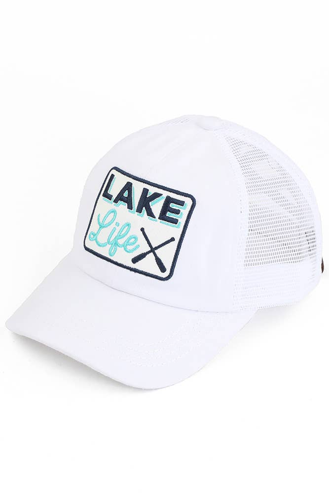 C.C LAKE LIFE Patch Criss-Cross Pony Cap: Gray