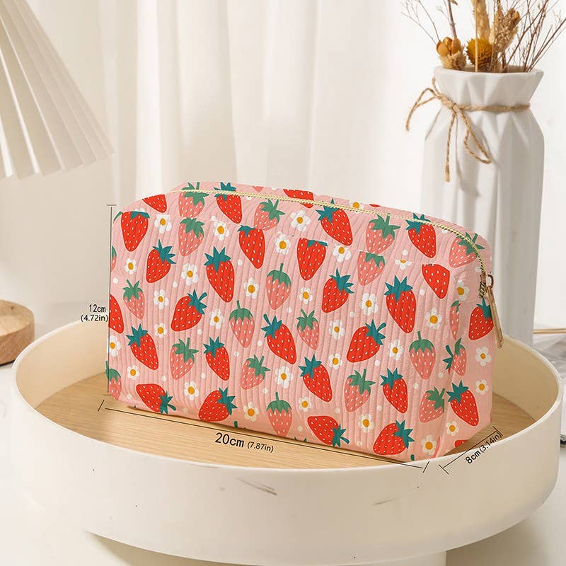 STRAWBERRY WESTERN BOW MAKEUP COSMETIC POUCH BAG | 40P544: STRAWBERRY