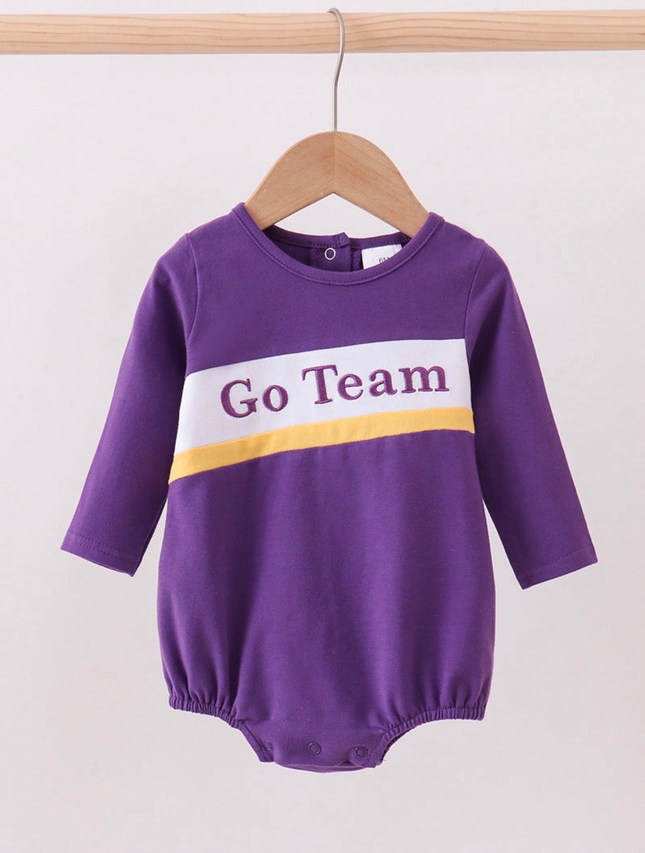 Go Team purple LSU embroidery bubble