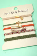 BOHO DUAL FUNCTION KNOT BRACELET HAIR TIES | 40BH104: PALM TREE
