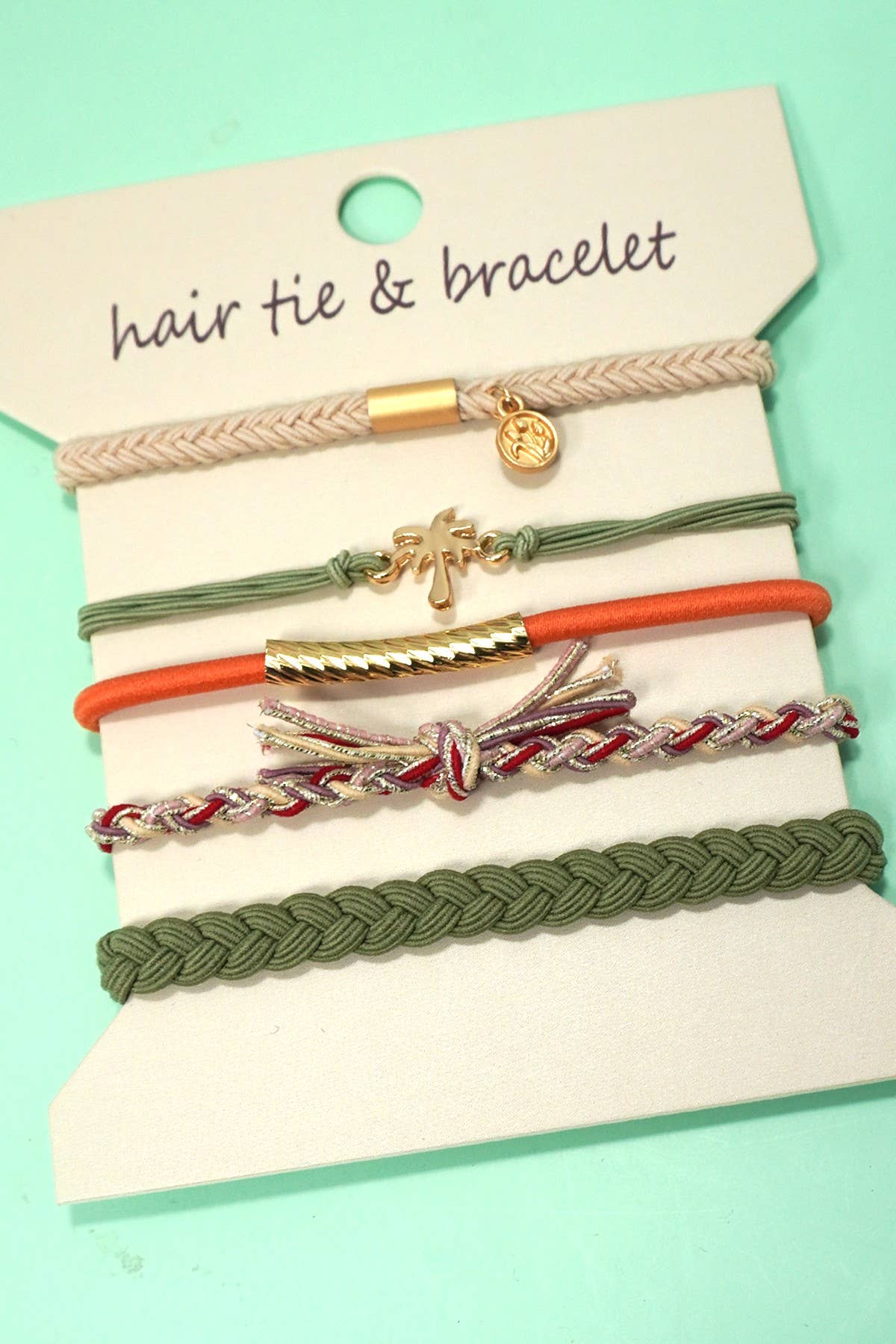 BOHO DUAL FUNCTION KNOT BRACELET HAIR TIES | 40BH104: PALM TREE