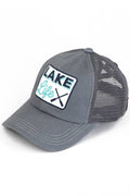 C.C LAKE LIFE Patch Criss-Cross Pony Cap: Gray