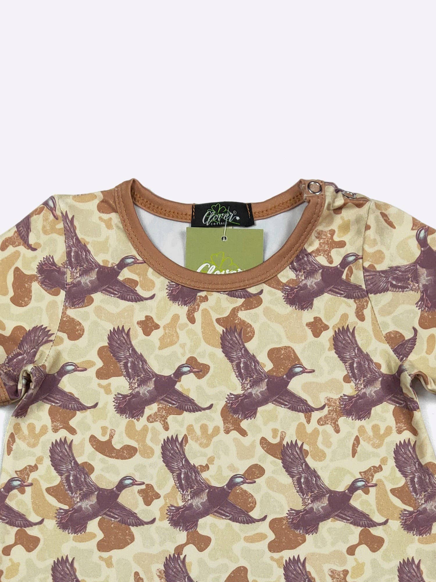 Muted Camo Duck Boy Romper: 6/12mo