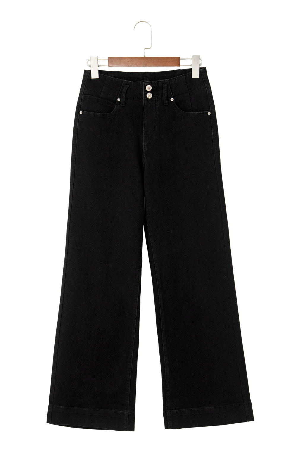 Mist Green 2-Button High Waist Wide Leg Jeans