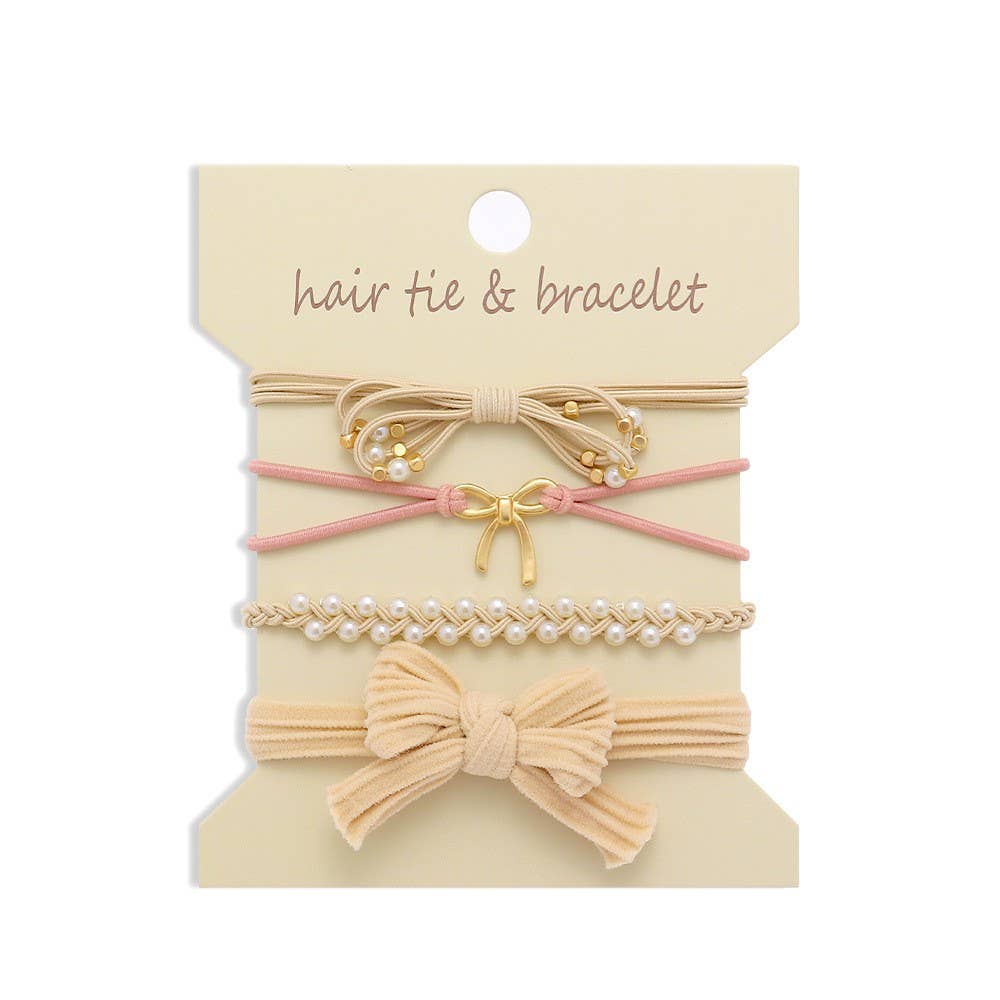 BOHO DUAL FUNCTION KNOT BRACELET HAIR TIES | 40BH105: IVORY