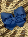 Smoke blue Classic Grosgrain Hair Bow - Alligator Clip - 4.5": Smoke Blue