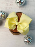 Light Yellow Classic Grosgrain Hair Bow - Alligator Clip - 4.5":