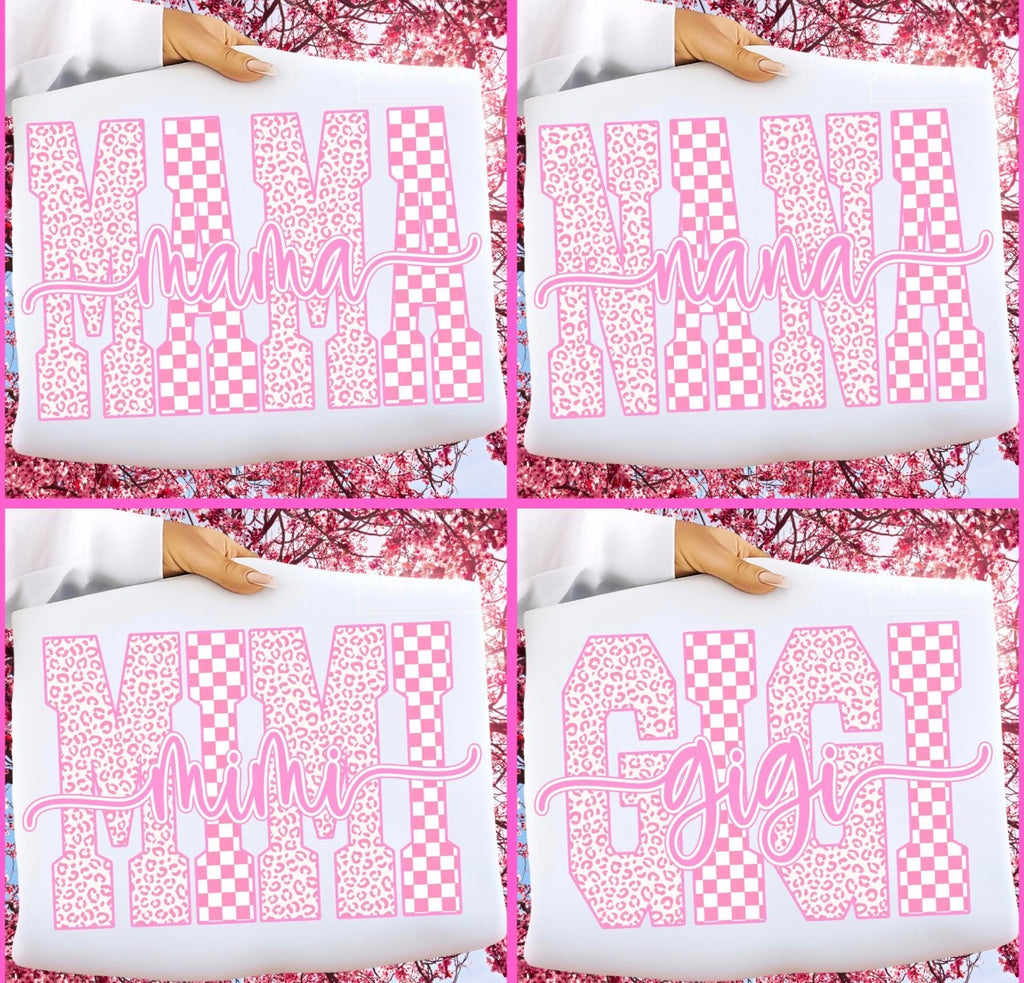 Pink Writing (mama,nana,Mimi,Gigi)