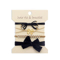 BOHO DUAL FUNCTION KNOT BRACELET HAIR TIES | 40BH105: Black