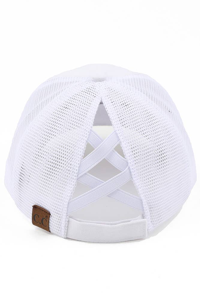 C.C LAKE LIFE Patch Criss-Cross Pony Cap: Pink