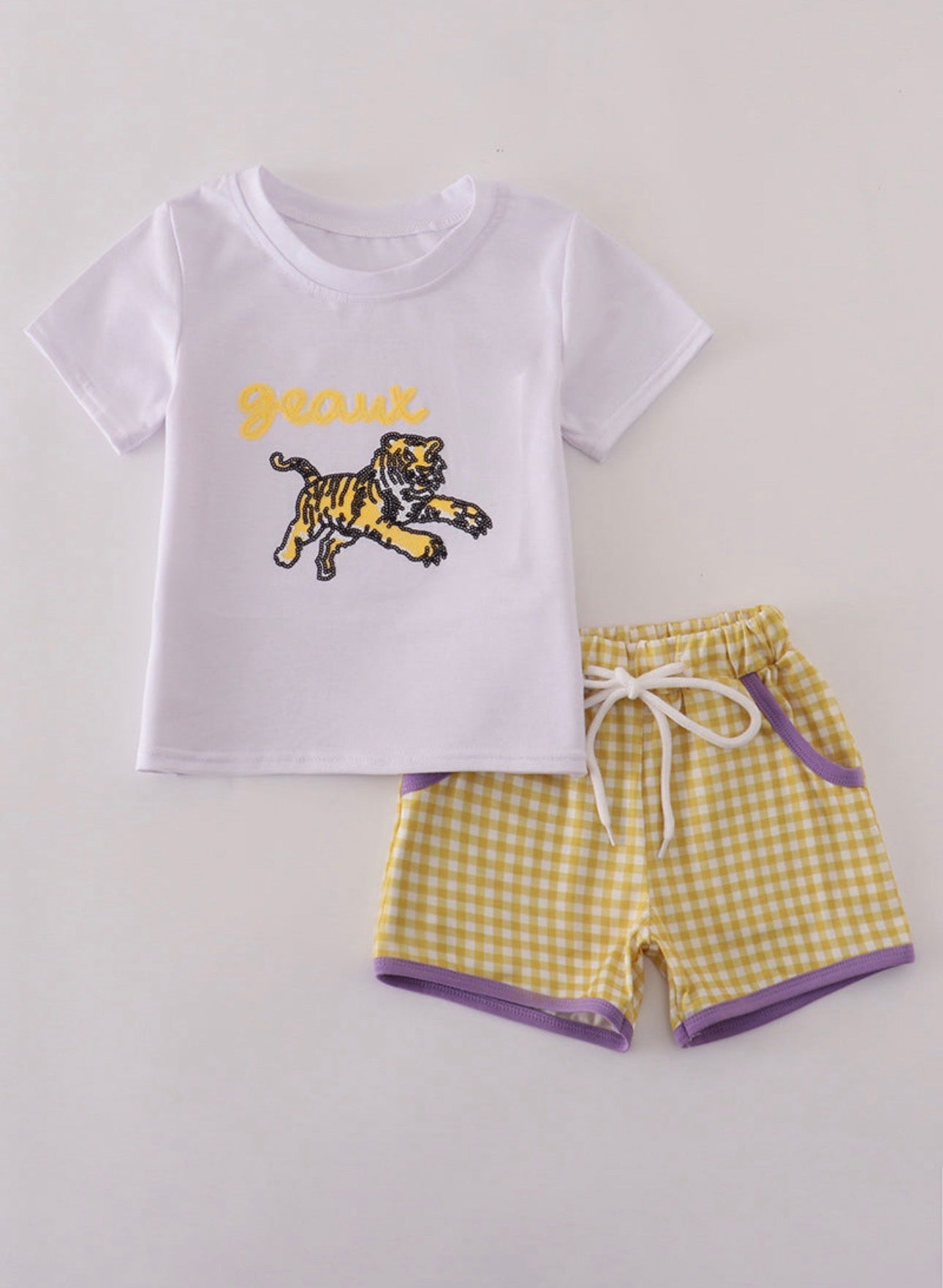 Purple gold LSU Geaux tiger sequin set