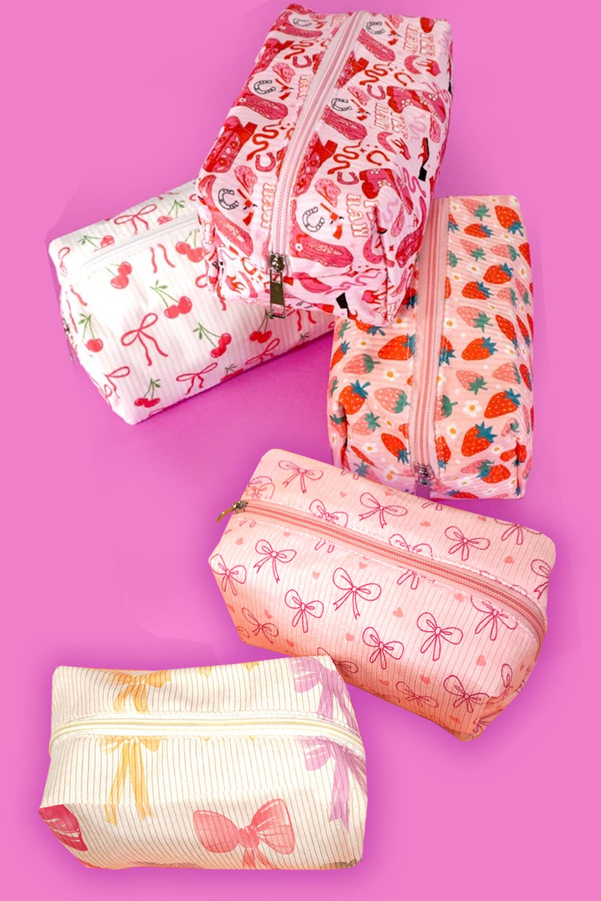MAKEUP COSMETIC POUCH BAG | BOW PINK