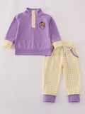 Purple LSU tiger embroidery pants set
