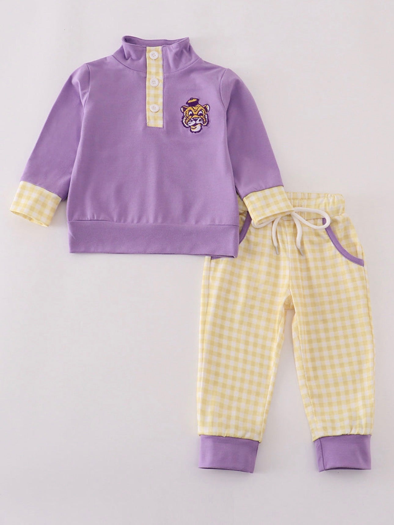Purple LSU tiger embroidery pants set