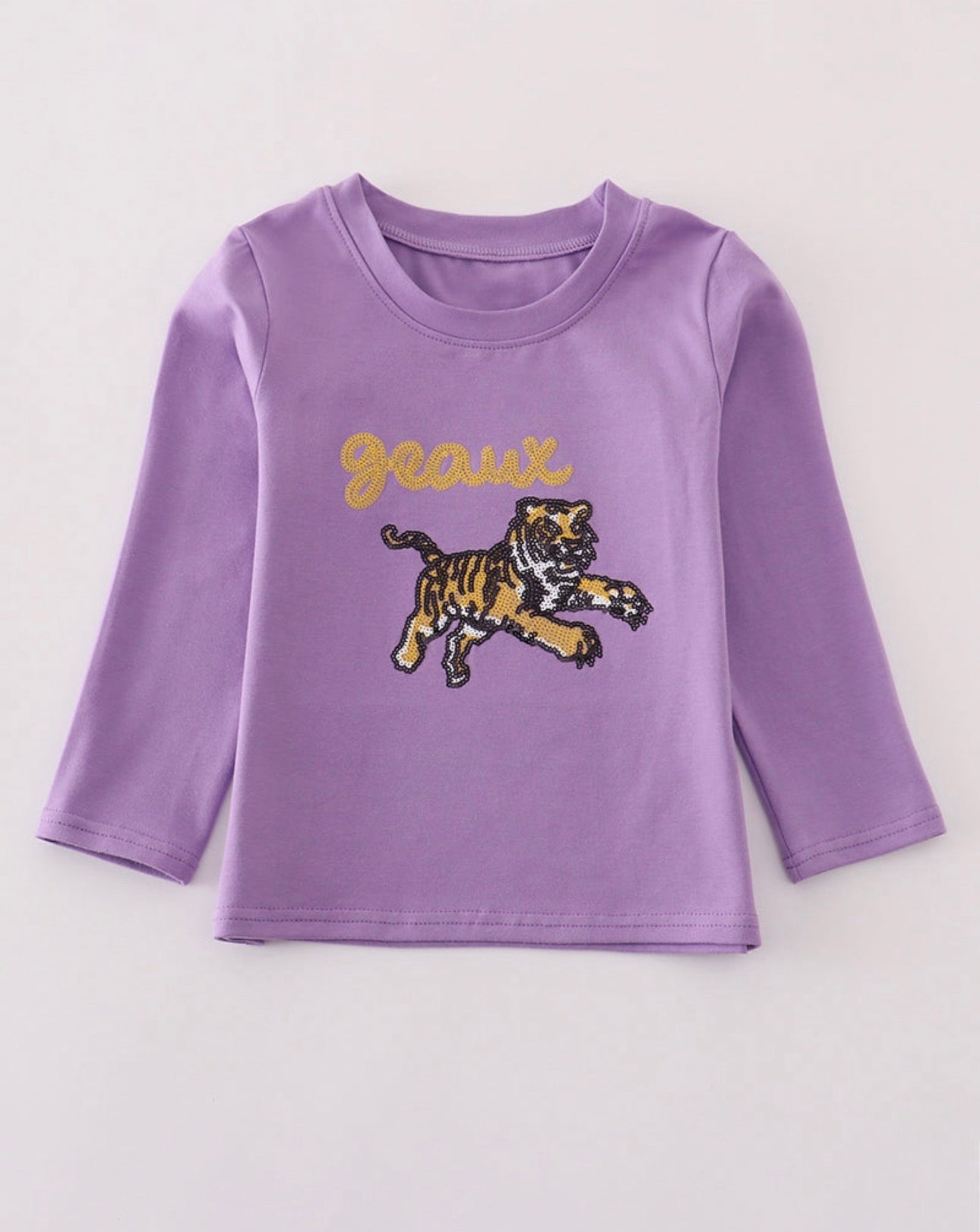 Purple Gold LSU sequin top