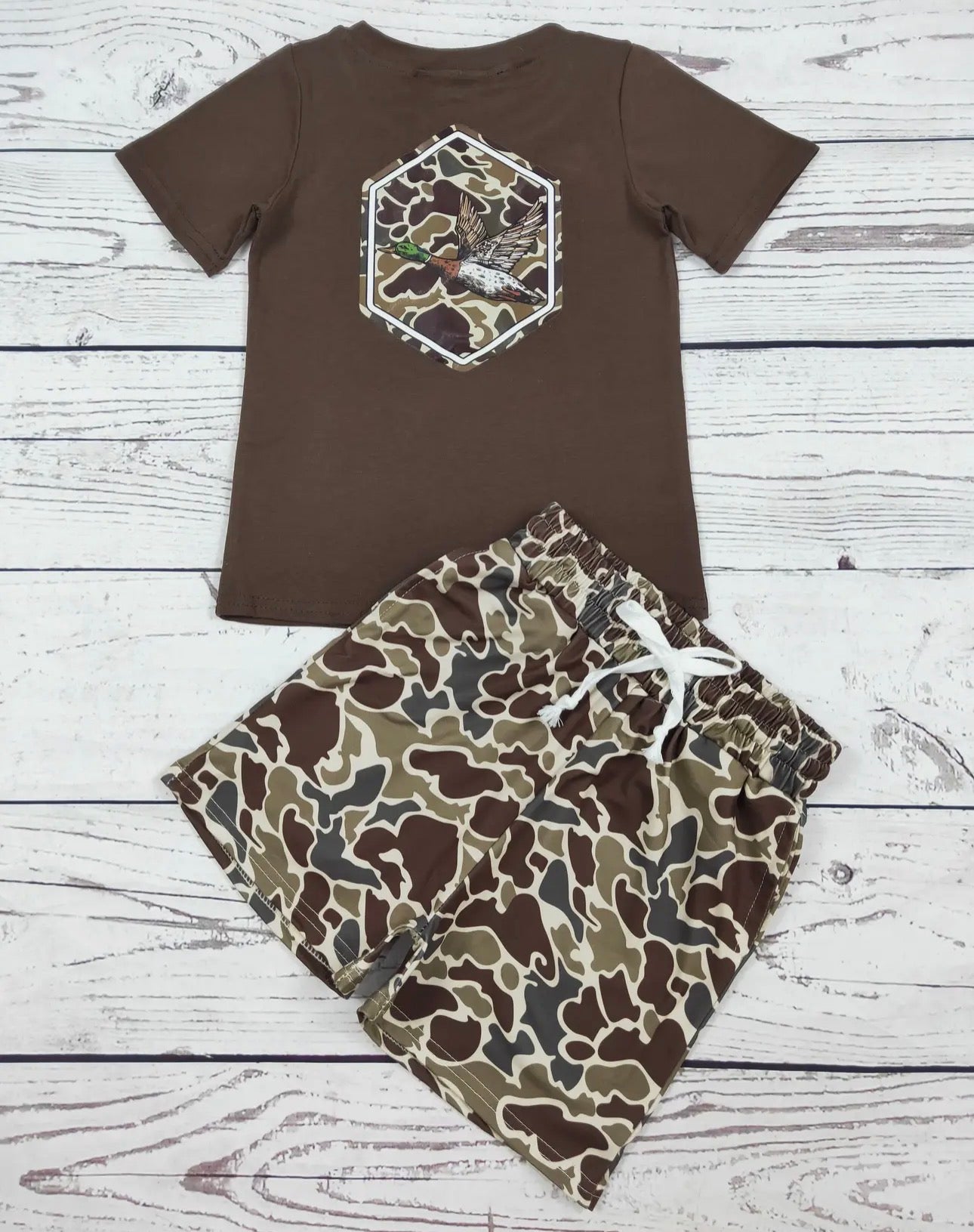 2 Piece Brown Camo Duck