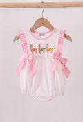 Pink Polka Dot Llama Bubble Romper