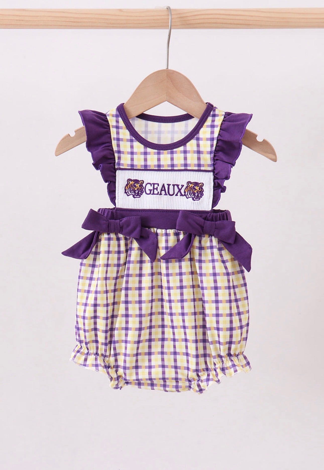 Smocked LSU Bubble Romper