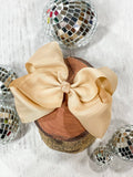 Oatmeal Classic Grosgrain Hair Bow - Alligator Clip - 4.5":