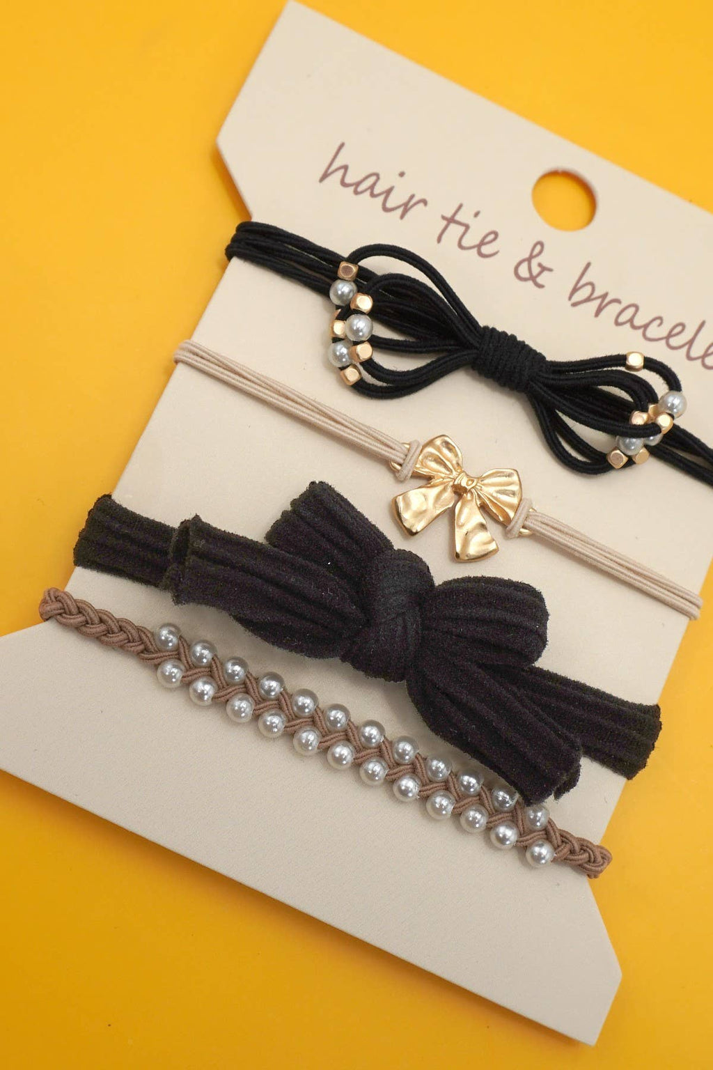 BOHO DUAL FUNCTION KNOT BRACELET HAIR TIES | 40BH105: Black