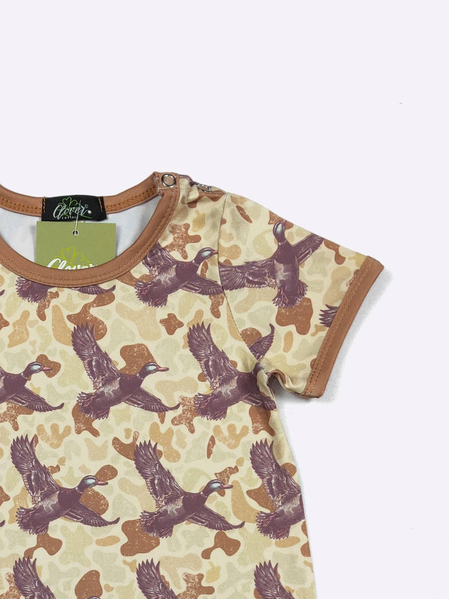 Muted Camo Duck Boy Romper: 6/12mo