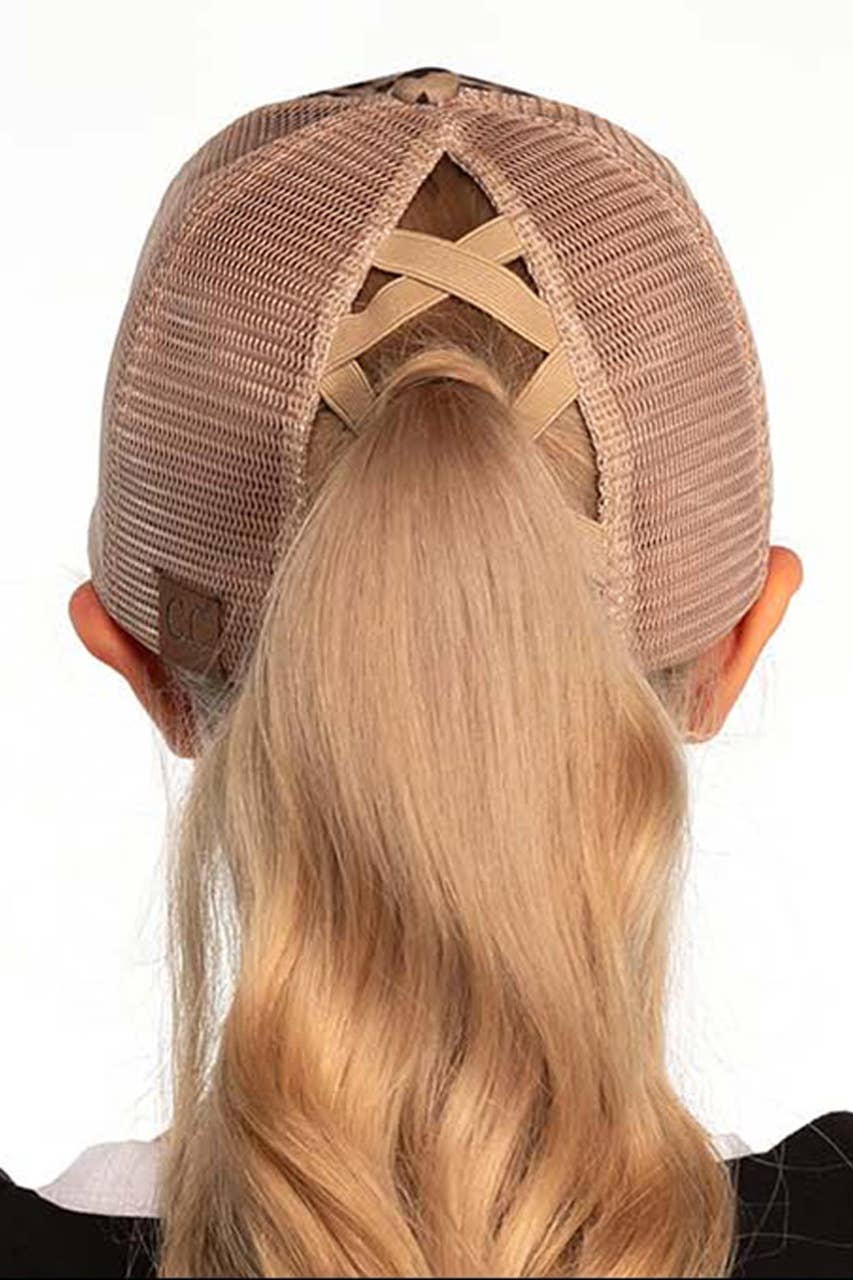 C.C Leopard Criss-Cross Pony Cap with Mesh