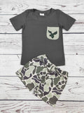 Duck Camouflage Printed Top Shorts Set: 5-6T