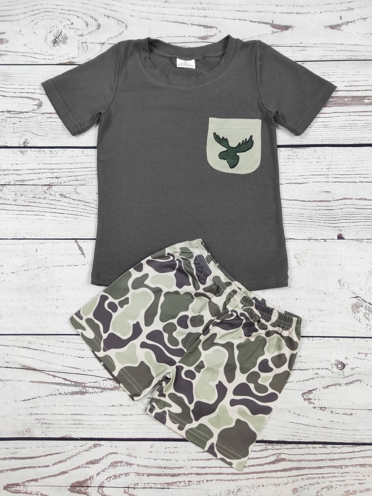 Duck Camouflage Printed Top Shorts Set: 4T