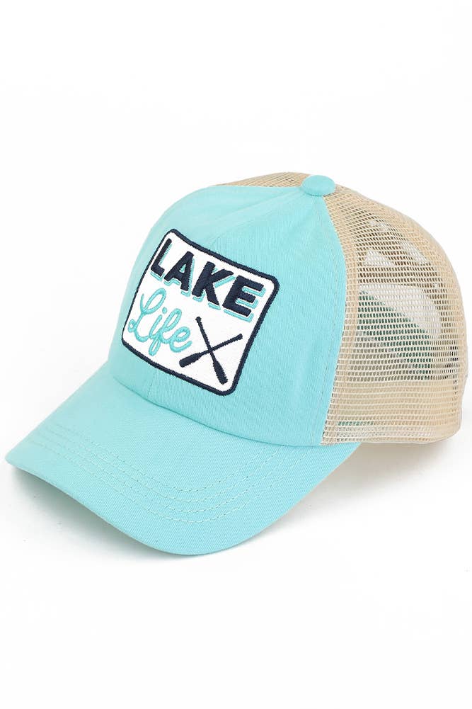 C.C LAKE LIFE Patch Criss-Cross Pony Cap: Gray
