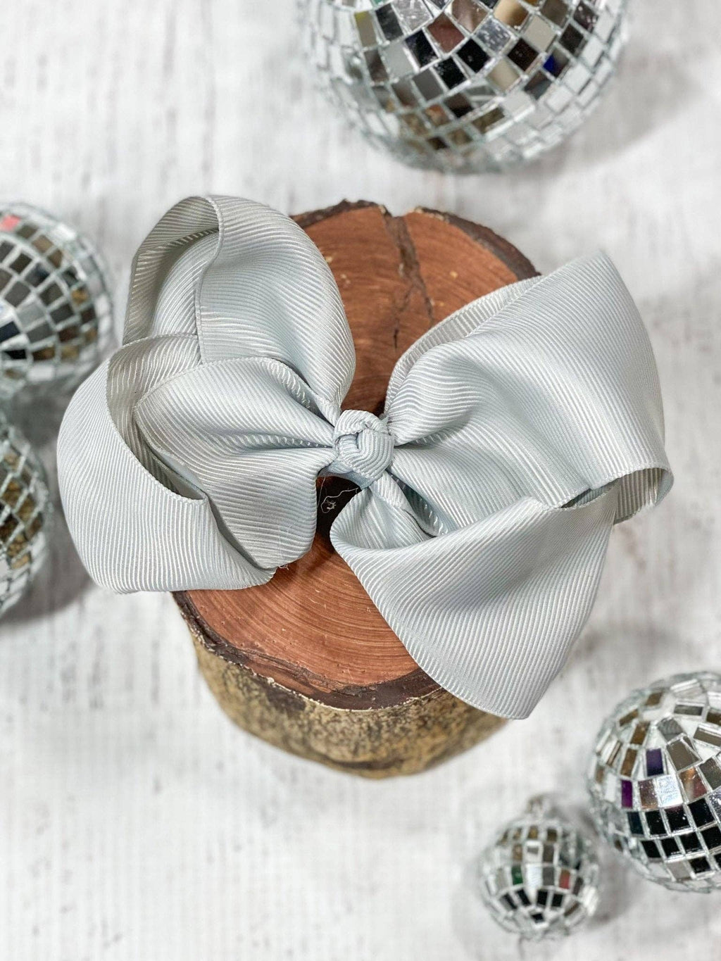 Silver Classic Grosgrain Hair Bow - Alligator Clip - 4.5":