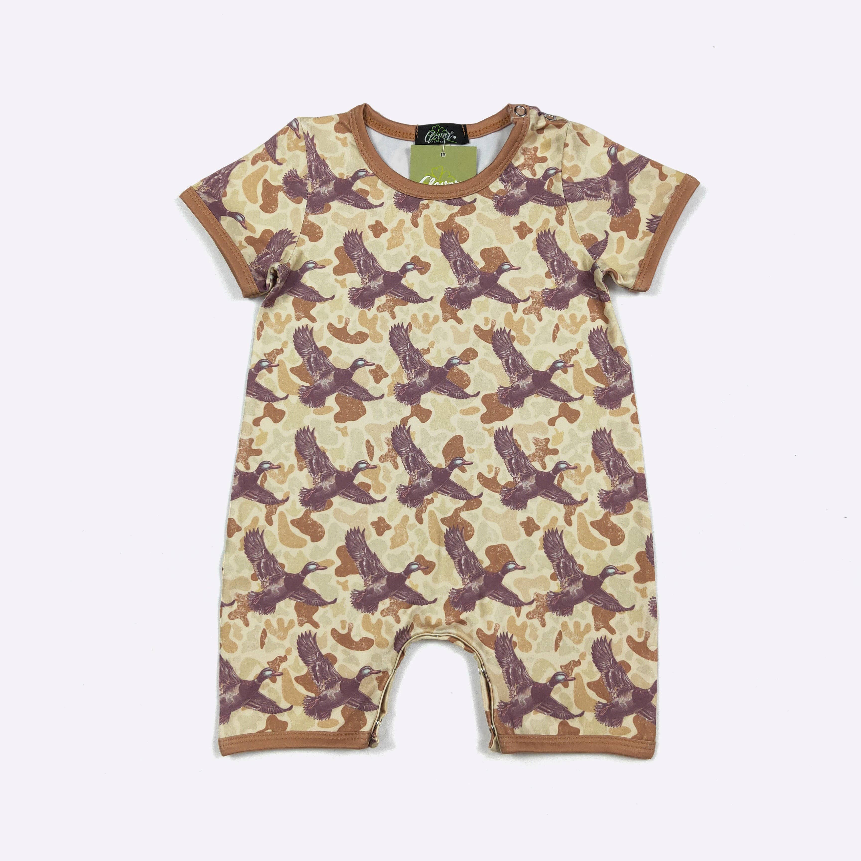 Muted Camo Duck Boy Romper: 0/6mo