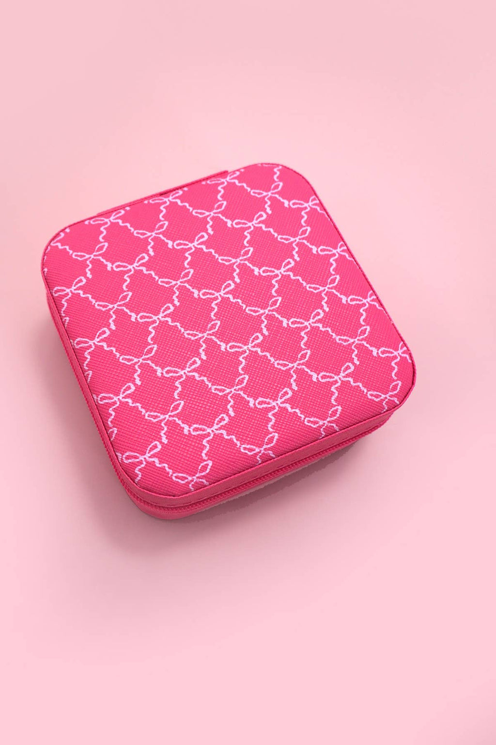 DESIGNED JEWELRY ORGANIZER TRAVEL BOX CASE | 40P566: BOW FUCHSIA