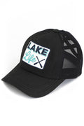 C.C LAKE LIFE Patch Criss-Cross Pony Cap: Black