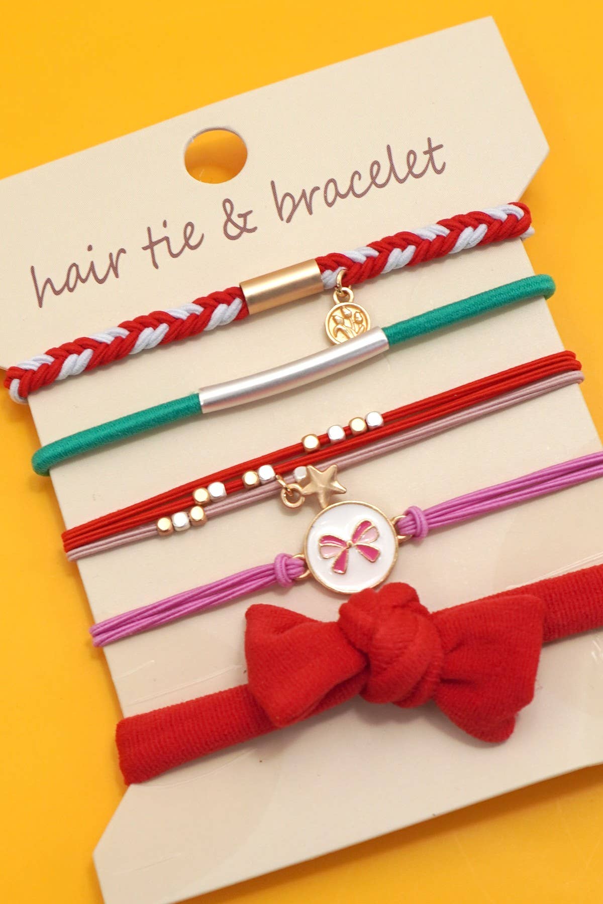 BOHO DUAL FUNCTION KNOT BRACELET HAIR TIES | 40BH105: Red